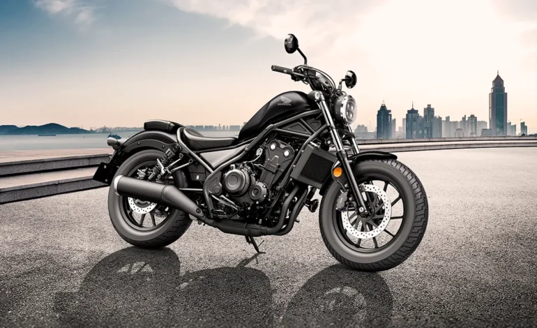 Honda Rebel 500 2026 new model with modern design and LED lights.