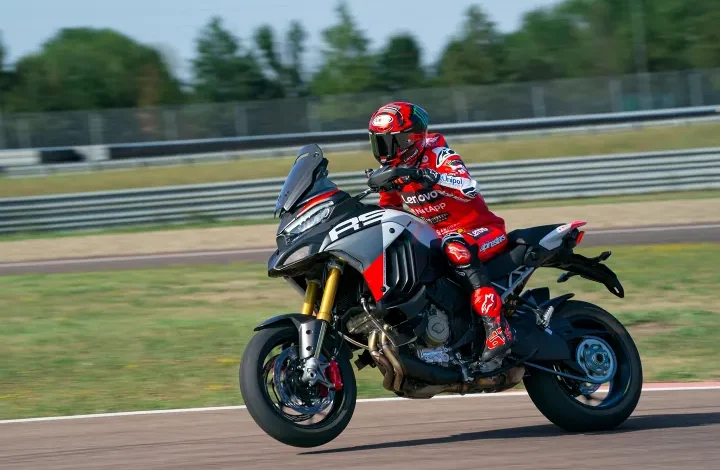 Ducati Multistrada V4 Rally 2026 adventure bike in red color on Indian roads